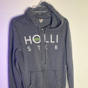 Hollister Grey Zip-Front Sweatshirt — Size Medium